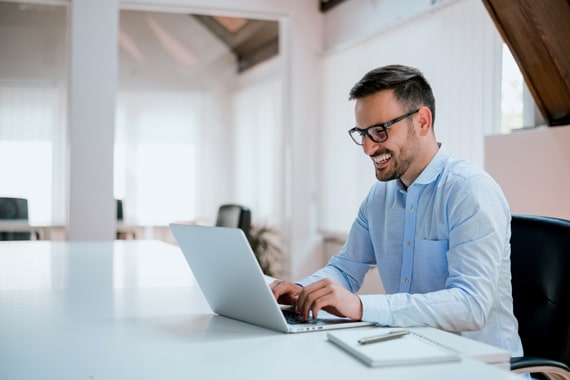 Man working on a computer